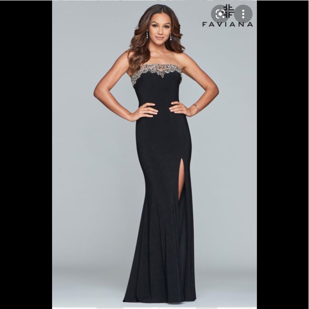 NWT FAVIANA Glamour Black Long Dress size 2